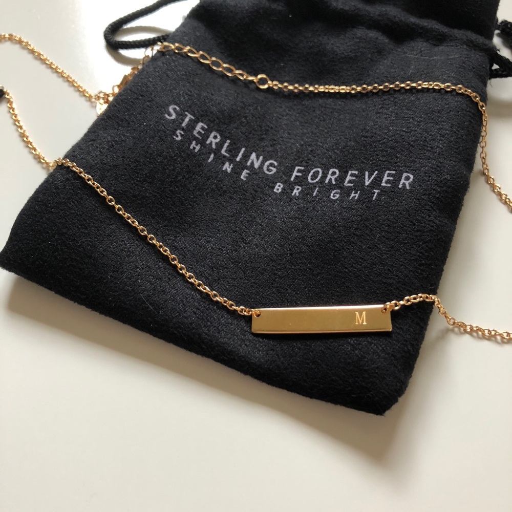 NIB✨14K Gold Vermeil “M” initial bar necklace